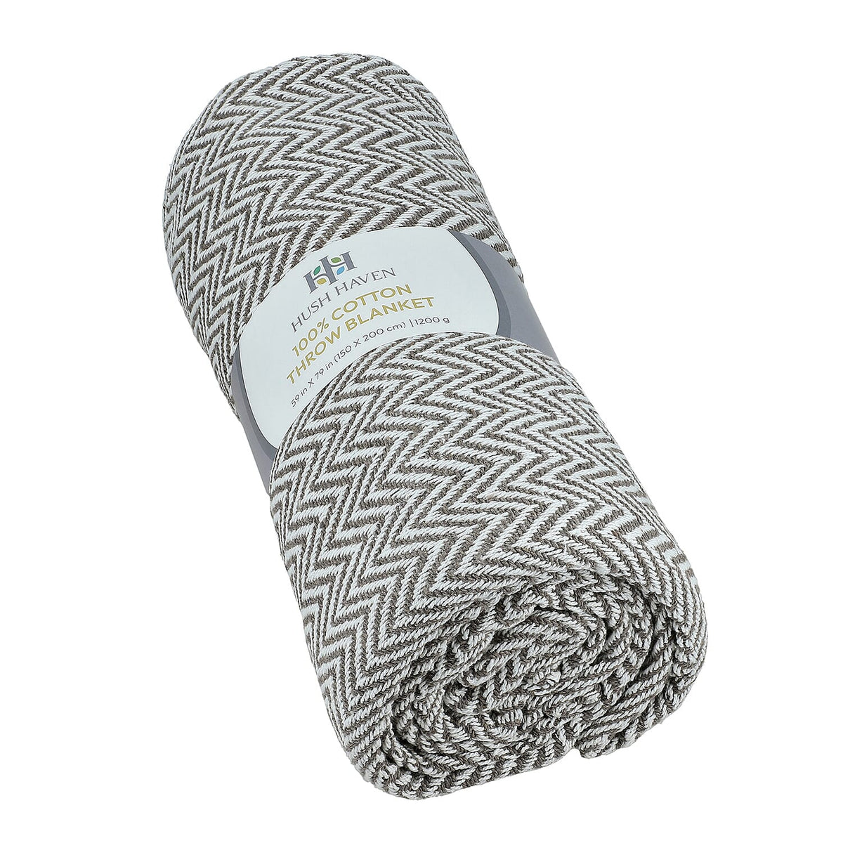 Hush Heaven 100% Soft Cotton Chevron Weaved Throw Blanket (200x150cm) - Grey V32636792 8