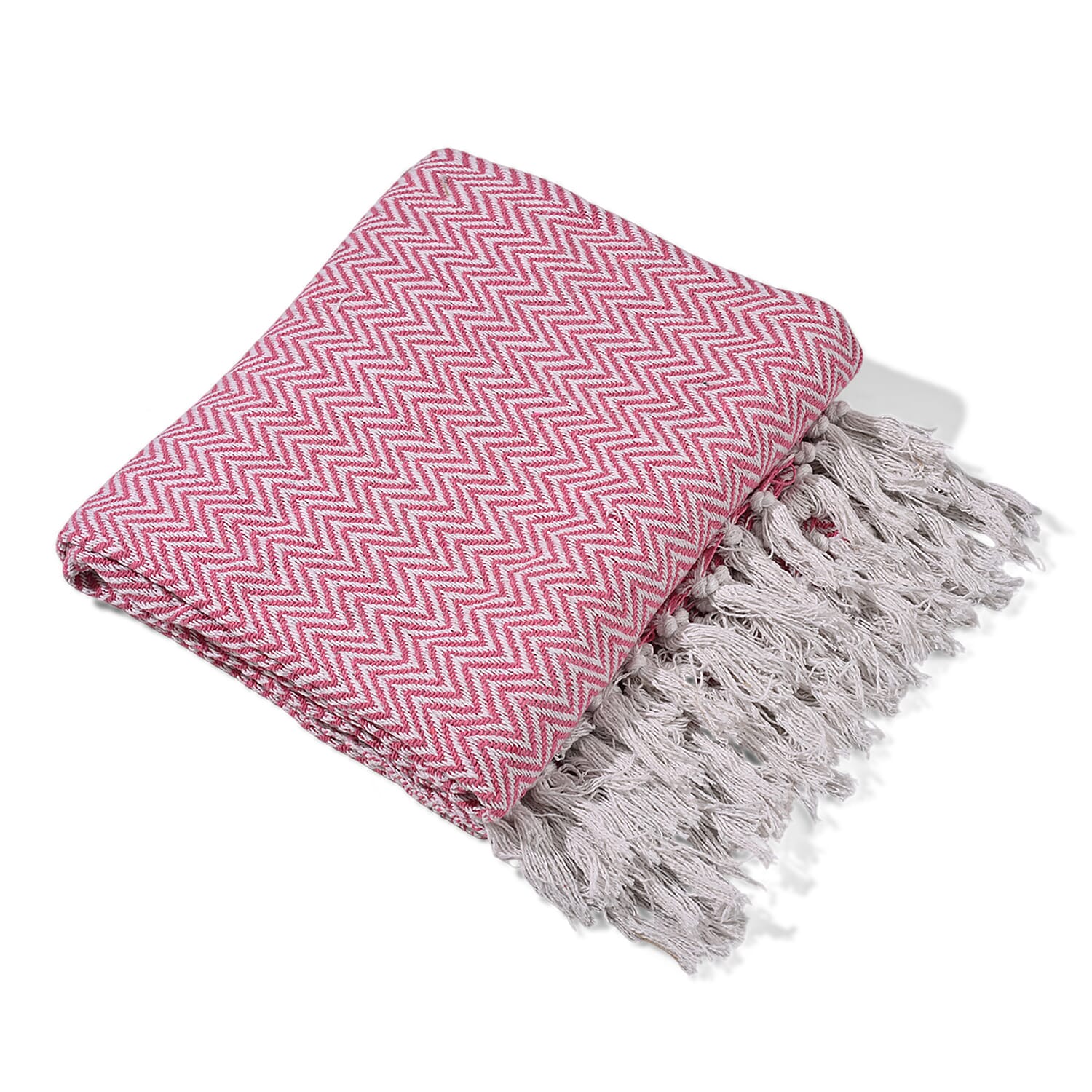 Hush Heaven 100% Soft Cotton Chevron Weaved Throw Blanket (200x150cm) - Light Pink 8129577 4
