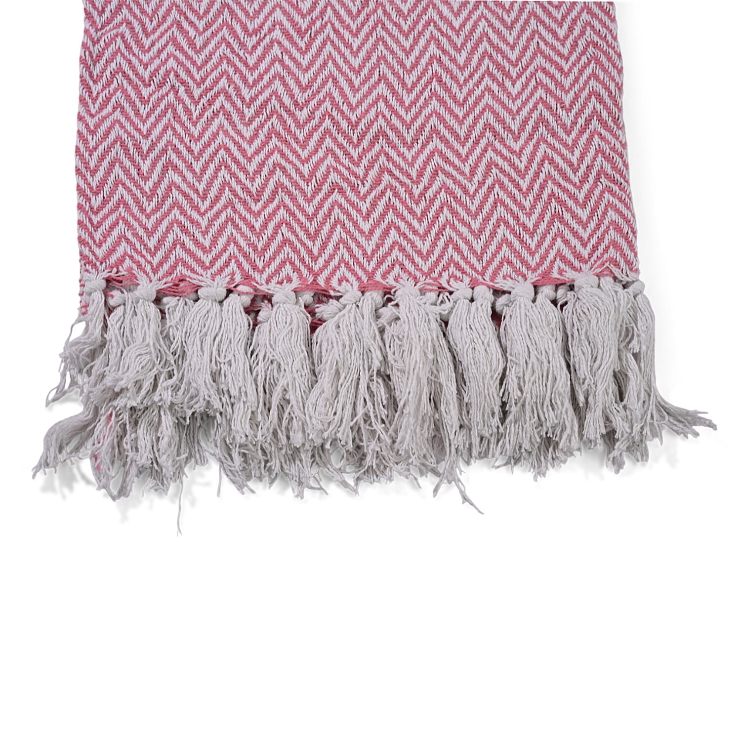 Hush Heaven 100% Soft Cotton Chevron Weaved Throw Blanket (200x150cm) - Light Pink 8129577 5
