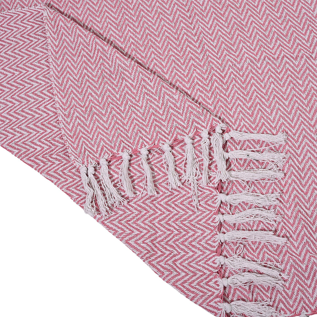 Hush Heaven 100% Soft Cotton Chevron Weaved Throw Blanket (200x150cm) - Light Pink 8129577 7