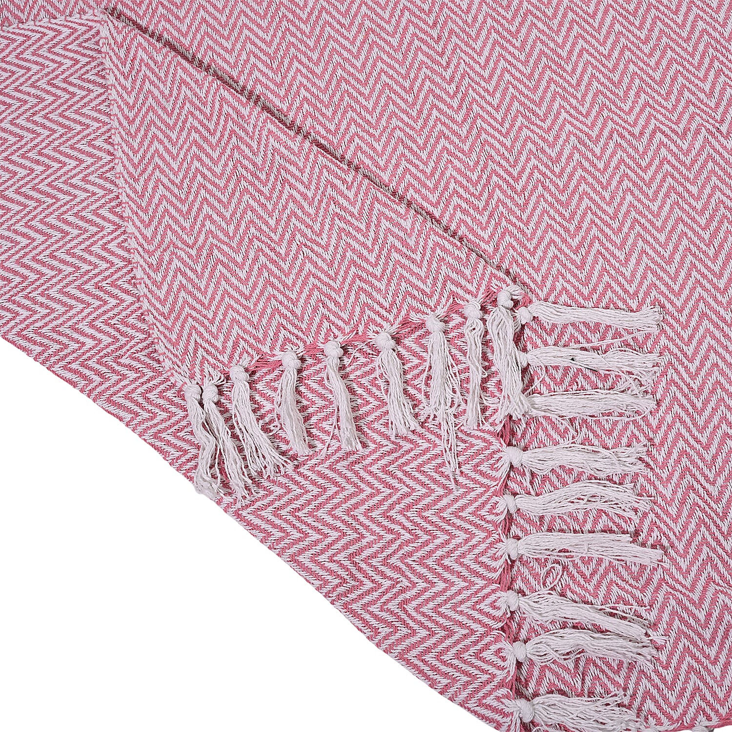 Hush Heaven 100% Soft Cotton Chevron Weaved Throw Blanket (200x150cm) - Light Pink 8129577 7