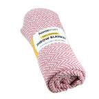 Hush Heaven 100% Soft Cotton Chevron Weaved Throw Blanket (200x150cm) - Light Pink