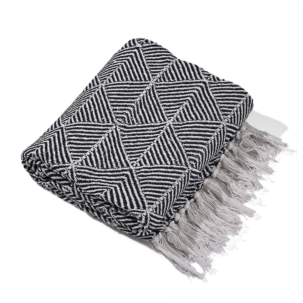 Hush Heaven 100% Soft Cotton Triangle Weaved Throw Blanket (200x150cm) - Navy