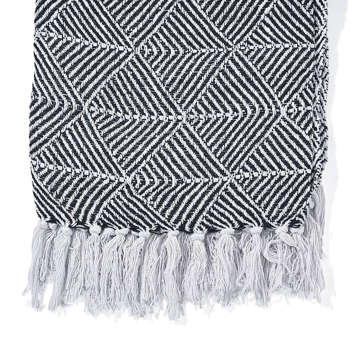 Homesmart Cotton Chevron Throw Blanket (Size 150x1 cm) - Navy &amp; Grey V32603665 4