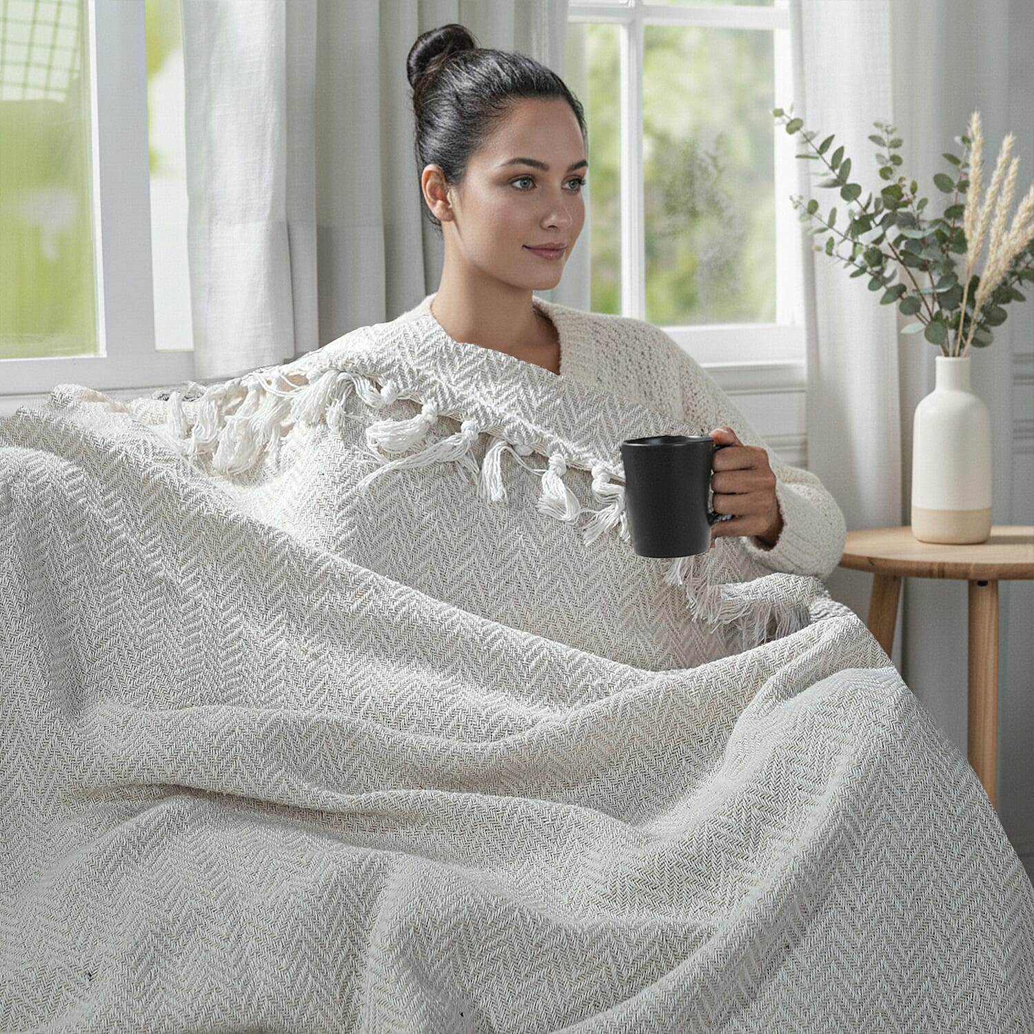 Homesmart Cotton Chevron Throw Blanket 8129555 2