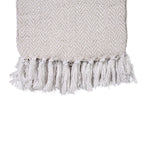 Homesmart Cotton Chevron Throw Blanket (Size 130 x160 cm) - Cream & Grey
