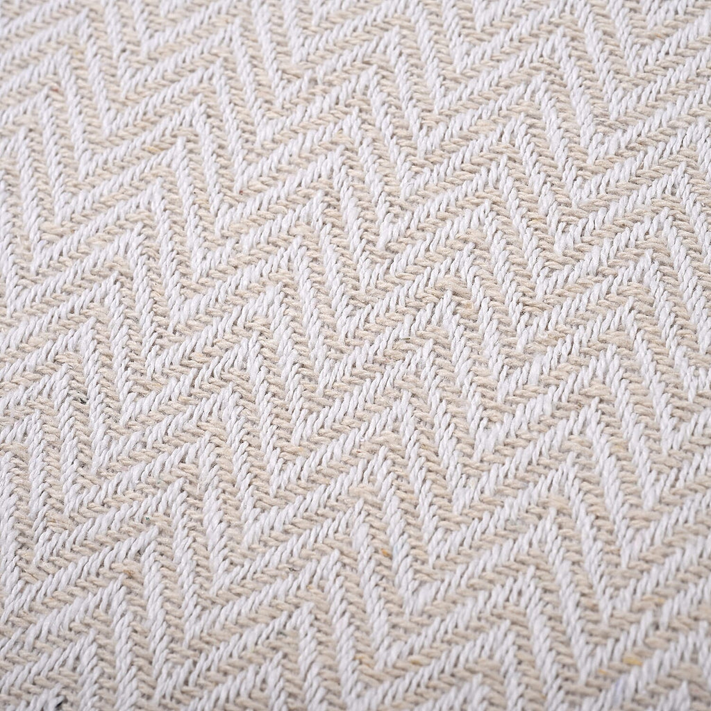 Homesmart Cotton Chevron Throw Blanket (Size 130 x160 cm) - Cream & Grey