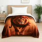 LAST IN STOCK Digital Lion Print Flannel Cozy Throw (200x150 cm) - Yellow