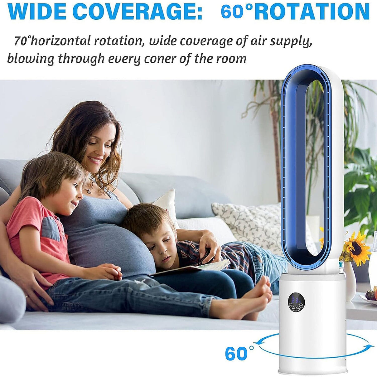 Bliss &amp; Beyond - 3 Wind Speeds Bladeless Fan with Remote Control &amp; 60 Degrees Wide Angle (Power 55W) - White 7744239 3