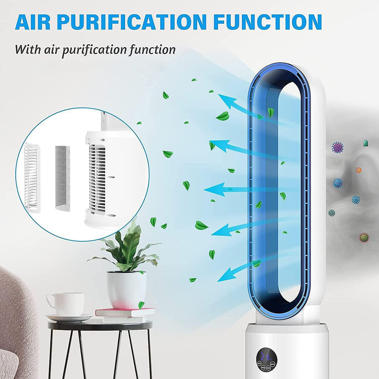 Bliss &amp; Beyond - 3 Wind Speeds Bladeless Fan with Remote Control &amp; 60 Degrees Wide Angle (Power 55W) - White 7744239 4
