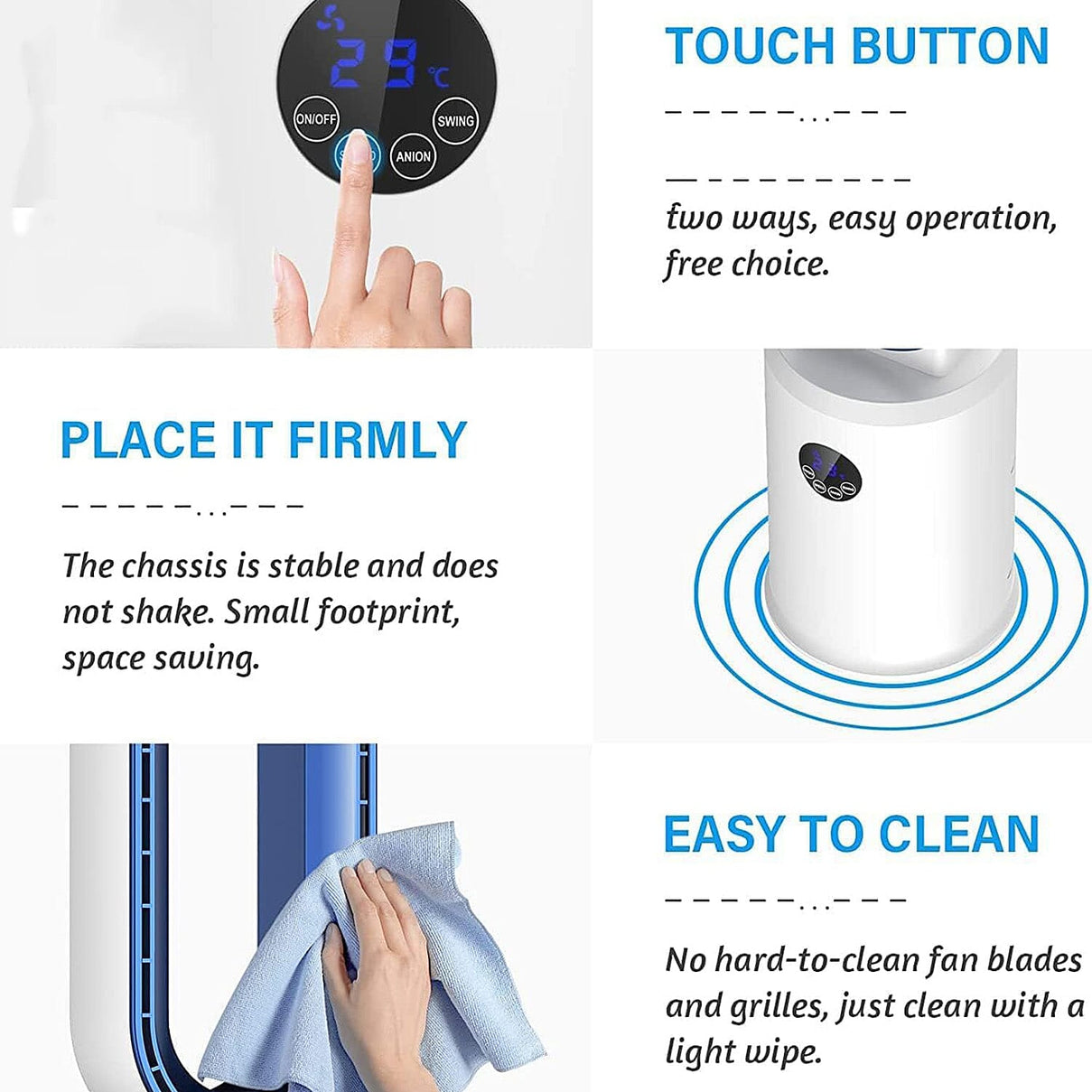 Bliss &amp; Beyond - 3 Wind Speeds Bladeless Fan with Remote Control &amp; 60 Degrees Wide Angle (Power 55W) - White 7744239 6