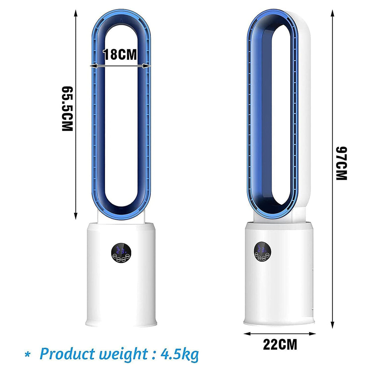 Bliss &amp; Beyond - 3 Wind Speeds Bladeless Fan with Remote Control &amp; 60 Degrees Wide Angle (Power 55W) - White 7744239 7