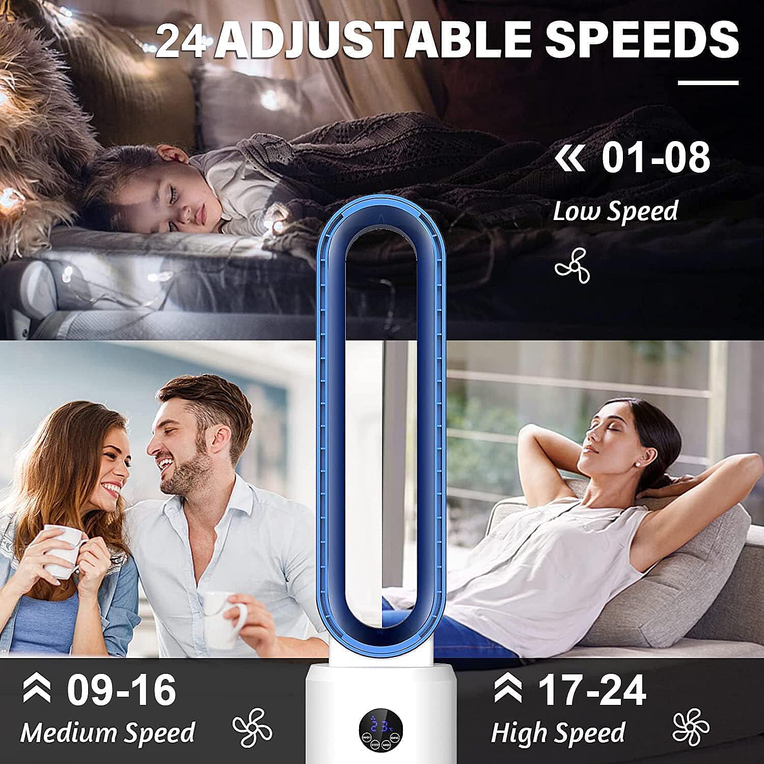 Bliss &amp; Beyond - 3 Wind Speeds Bladeless Fan with Remote Control &amp; 60 Degrees Wide Angle (Power 55W) - White 7744239 9