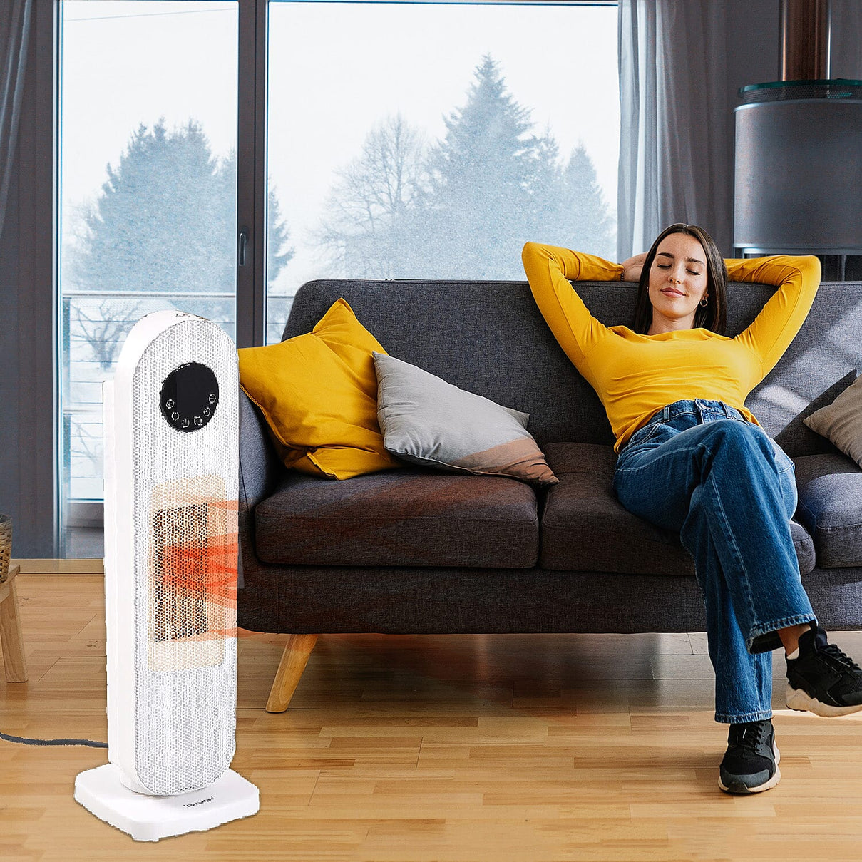 Homesmart Heater with Wide Angle Oscillating Function &amp; LED Display (220-240V, 1300-2000W), Safety Trip Feature 7636472 1