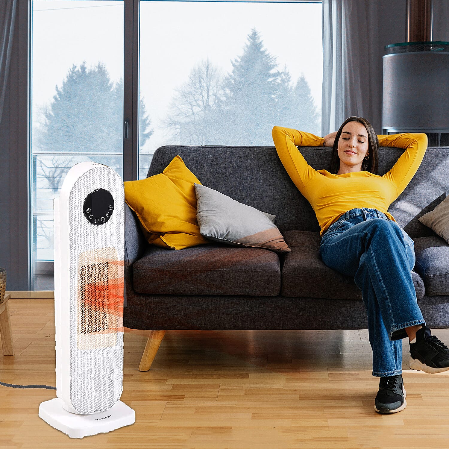 Homesmart Heater with Wide Angle Oscillating Function &amp; LED Display (220-240V, 1300-2000W), Safety Trip Feature 7636472 1
