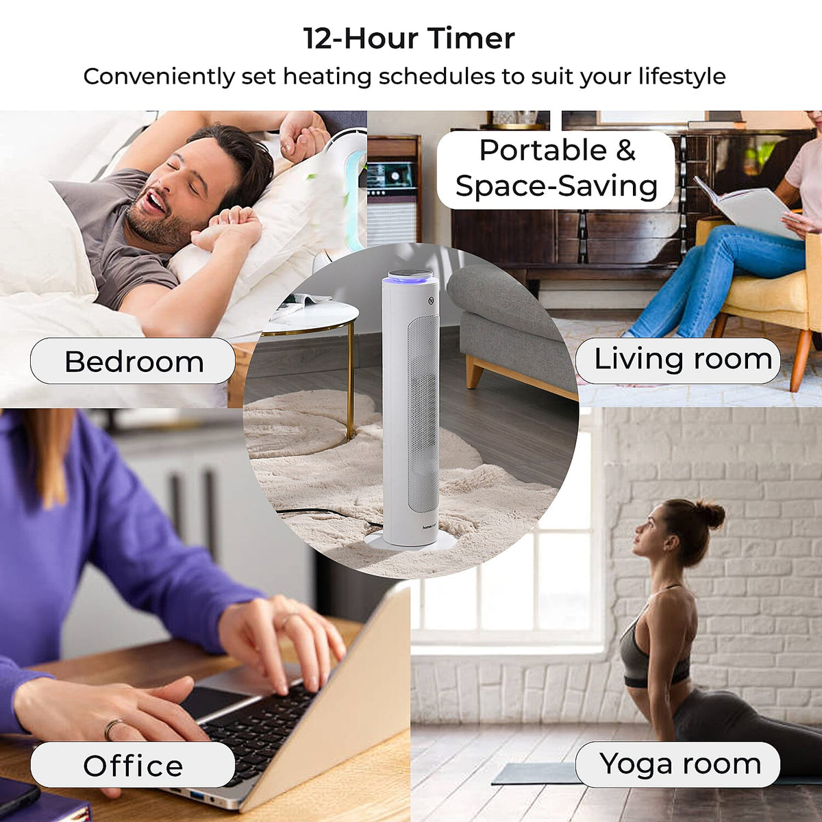 Homesmart Portable Remote Control Heater with 3 Mode Technology and 60 Degree Wide Angle Swing (1300-2000W) With Ambient Light 7643053 3