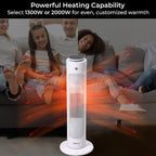 Homesmart Portable Remote Control Heater with 3 Mode Technology and 60 Degree Wide Angle Swing (1300-2000W) With Ambient Light