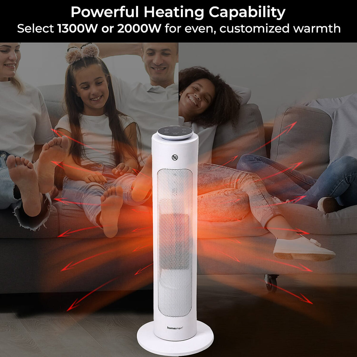 Homesmart Portable Remote Control Heater with 3 Mode Technology and 60 Degree Wide Angle Swing (1300-2000W) With Ambient Light 7643053 4