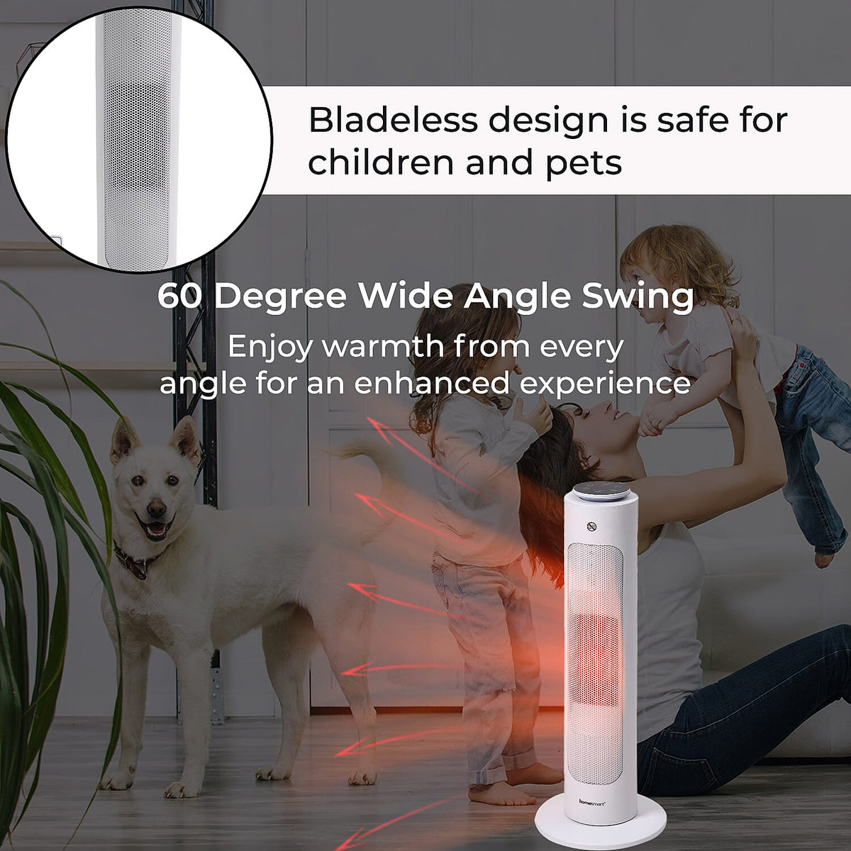 Homesmart Portable Remote Control Heater with 3 Mode Technology and 60 Degree Wide Angle Swing (1300-2000W) With Ambient Light 7643053 5