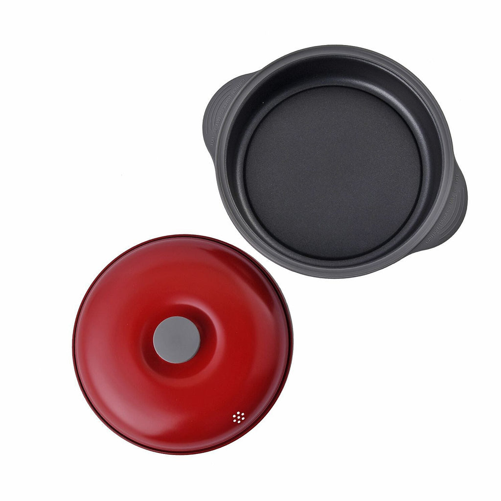 One To Own - Non Stick Microwave Grill Pot - Fast Sizzling, Browning and Grilling - Red & Black