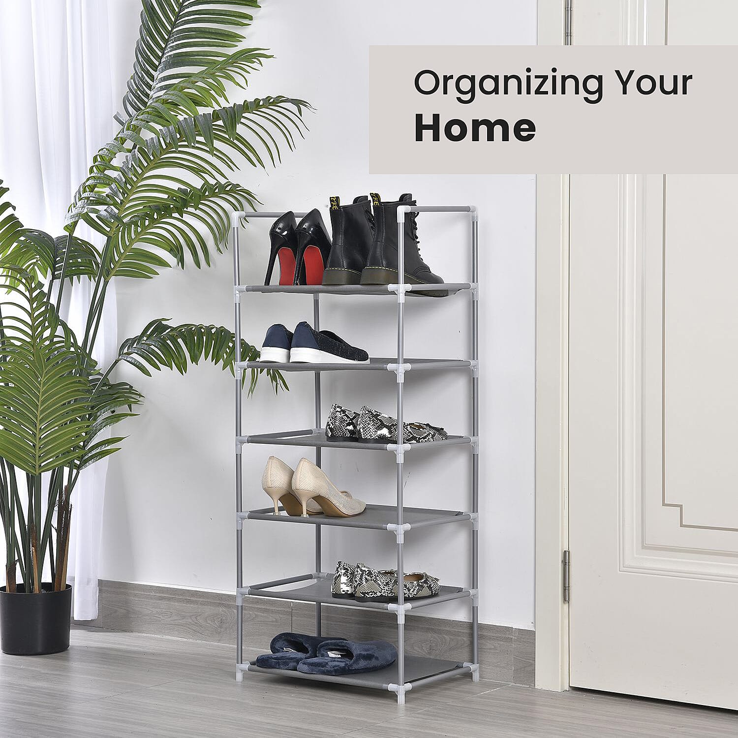 Homesmart Multipurpose 6 Layer Shoe Rack (Size 100x43x29 Cm) - Grey 8946845 2