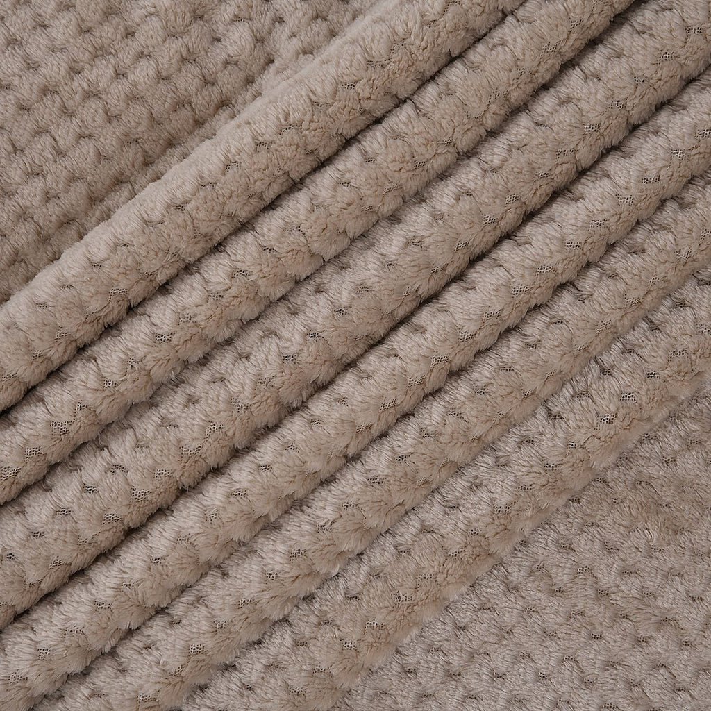Homesmart Flannel Textured Blanket 260gsm (Size 210x150 cm) - Beige