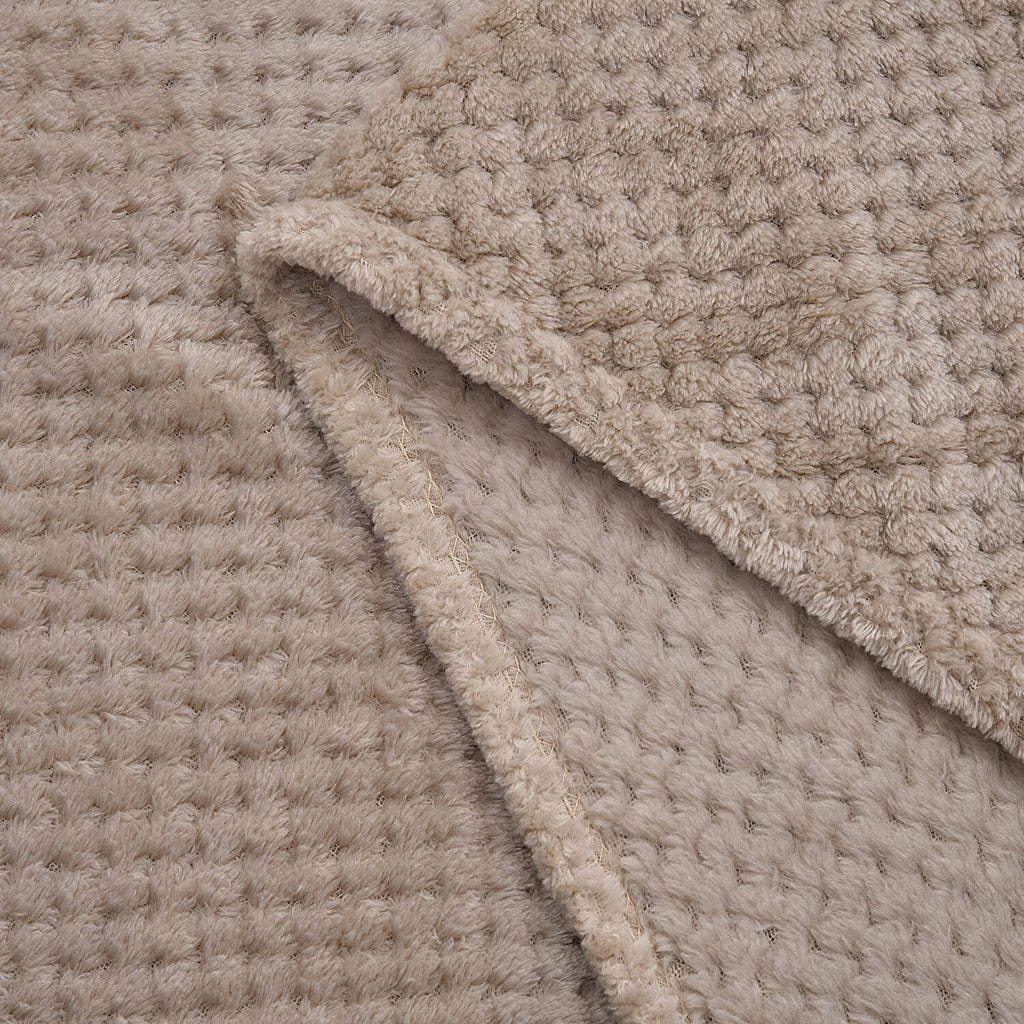 Homesmart Flannel Textured Blanket 260gsm (Size 210x150 cm) - Beige