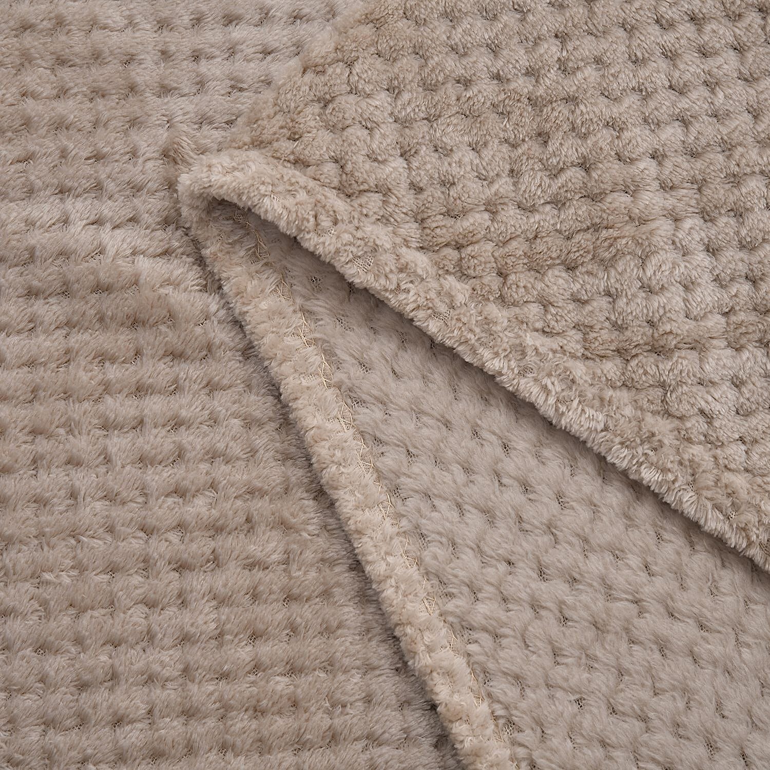 Homesmart Flannel Textured Blanket 260gsm (Size 210x150 cm) - Beige 7231549 4