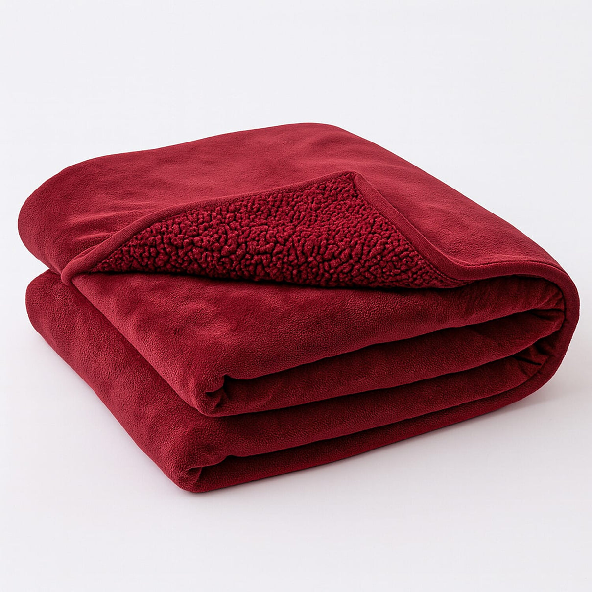 LIVMORE Double Layer Water Resistant Flannel &amp; Sherpa Blanket 510 GSM (200x150 cm) - Burgundy 8197837 2