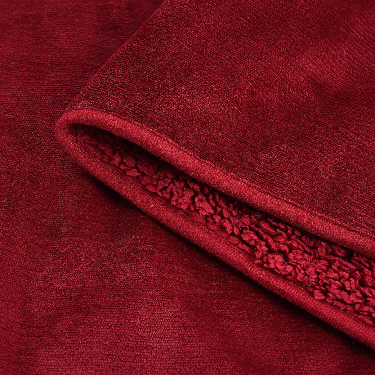LIVMORE Double Layer Water Resistant Flannel &amp; Sherpa Blanket 510 GSM (200x150 cm) - Burgundy 8197837 4
