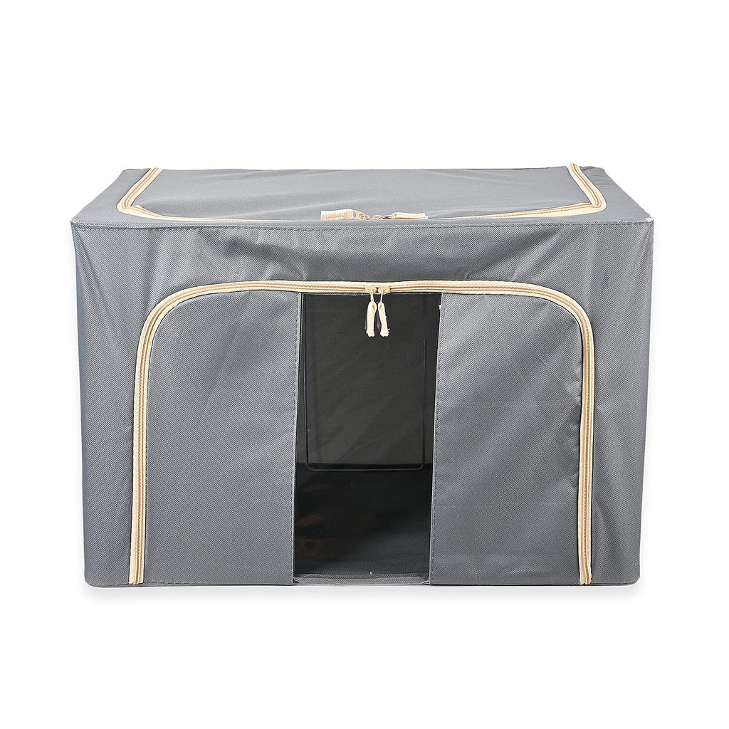 Spring Clean - Super Tidy Storage Box with Metal Frame - 100L  (Size 60x42x40 cm) - Grey
