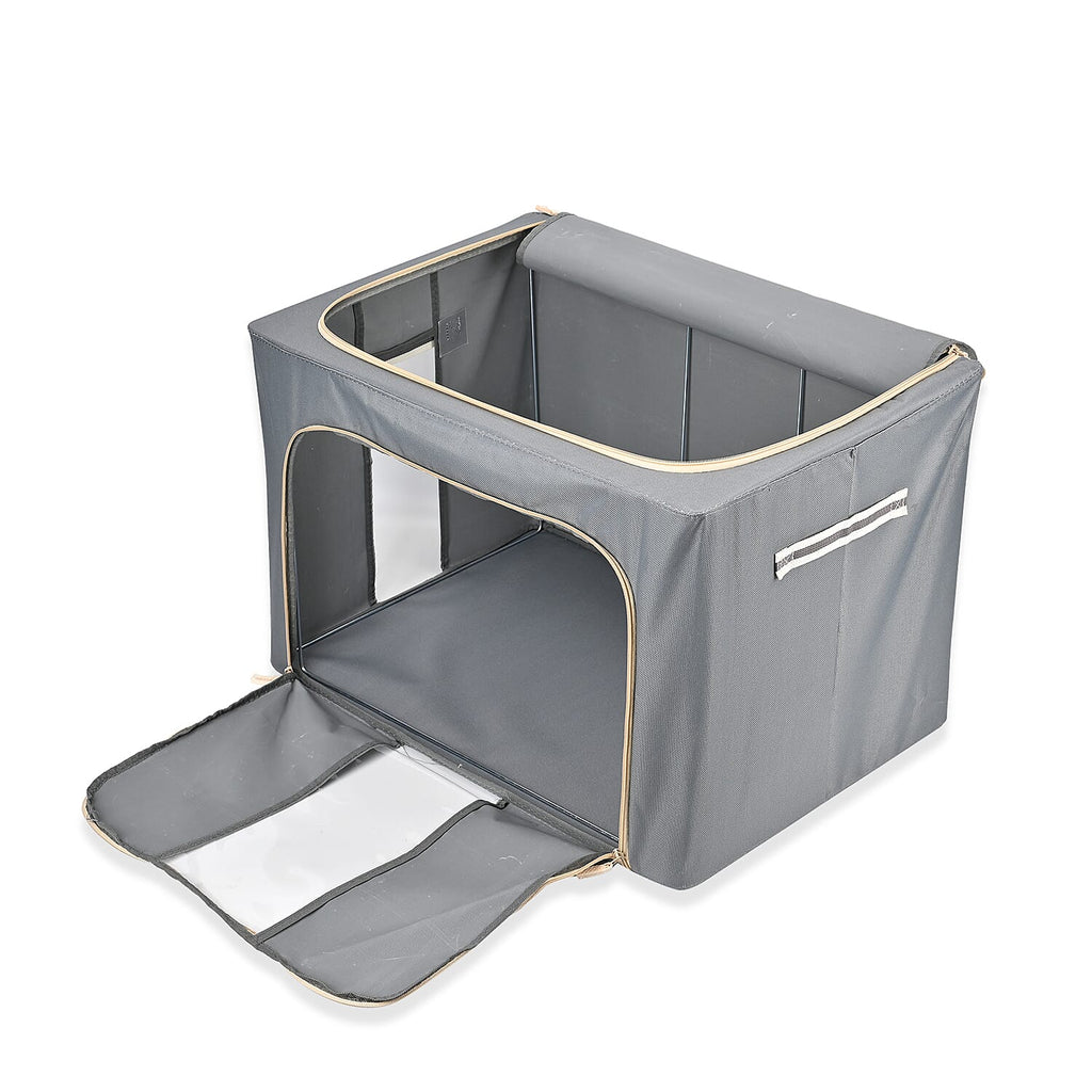 Spring Clean - Super Tidy Storage Box with Metal Frame - 100L  (Size 60x42x40 cm) - Grey