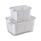 Set of 2  - Homesmart Food Storage Container with Lids (Size 28x18x14 cm, 20x14x11 cm) - Transparent - White
