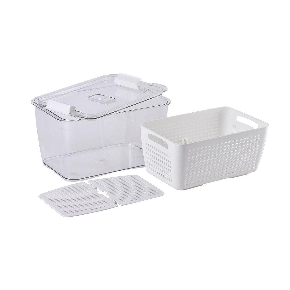 Set of 2  - Homesmart Food Storage Container with Lids (Size 28x18x14 cm, 20x14x11 cm) - Transparent - White 7561243 4