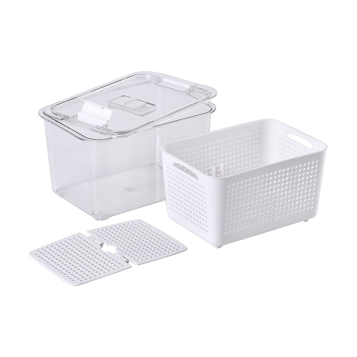 Set of 2  - Homesmart Food Storage Container with Lids (Size 28x18x14 cm, 20x14x11 cm) - Transparent - White 7561243 6