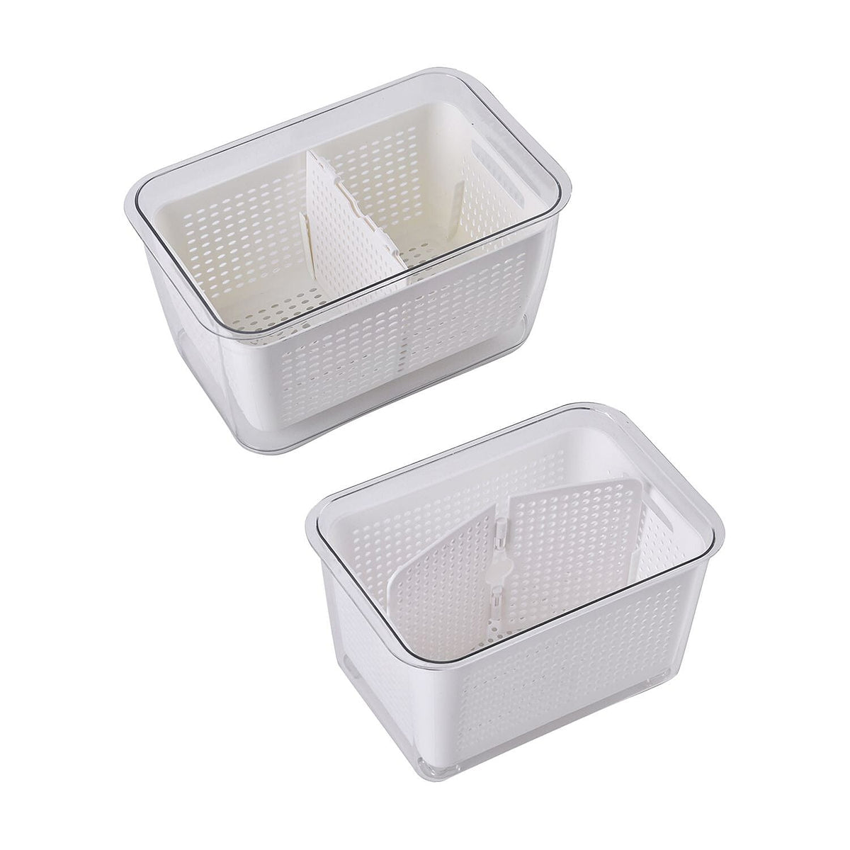 Set of 2  - Homesmart Food Storage Container with Lids (Size 28x18x14 cm, 20x14x11 cm) - Transparent - White 7561243 7