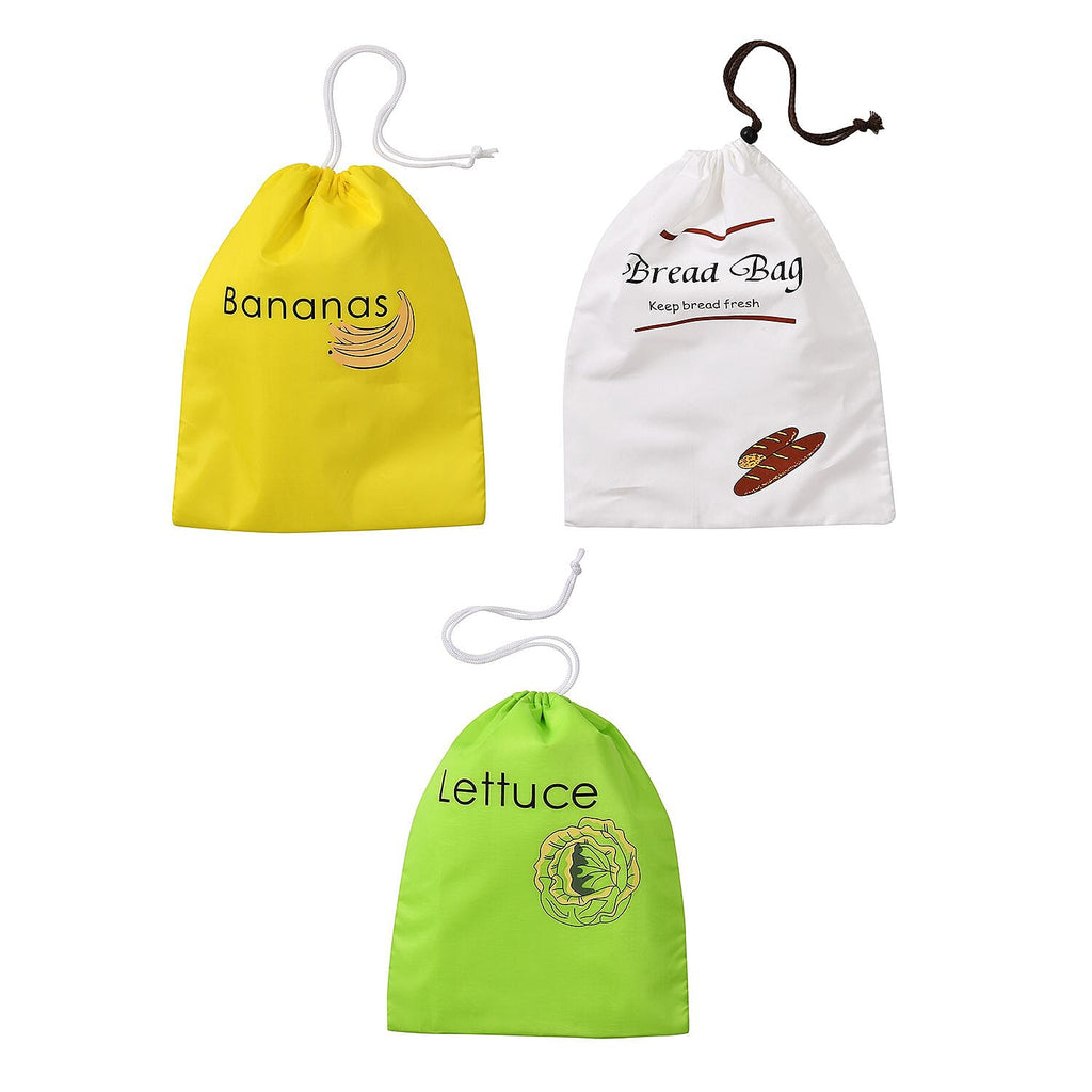 Homesmart Set of 3 Fresh Tie and Bread Bags - Green, Yellow - White