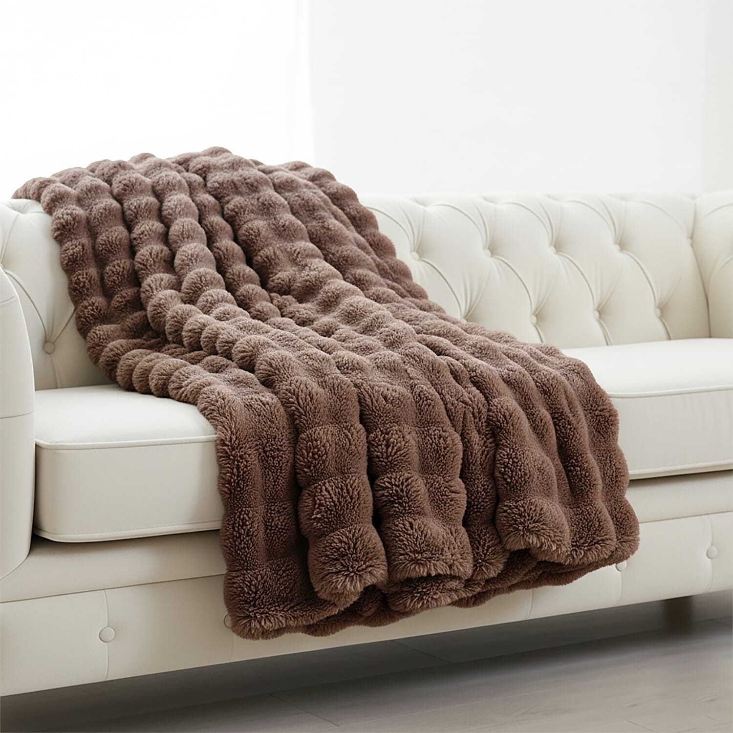 Homesmart Super Soft Sculptured Faux Fur Blanket (180 x 150cm) - Mink 8185677 1