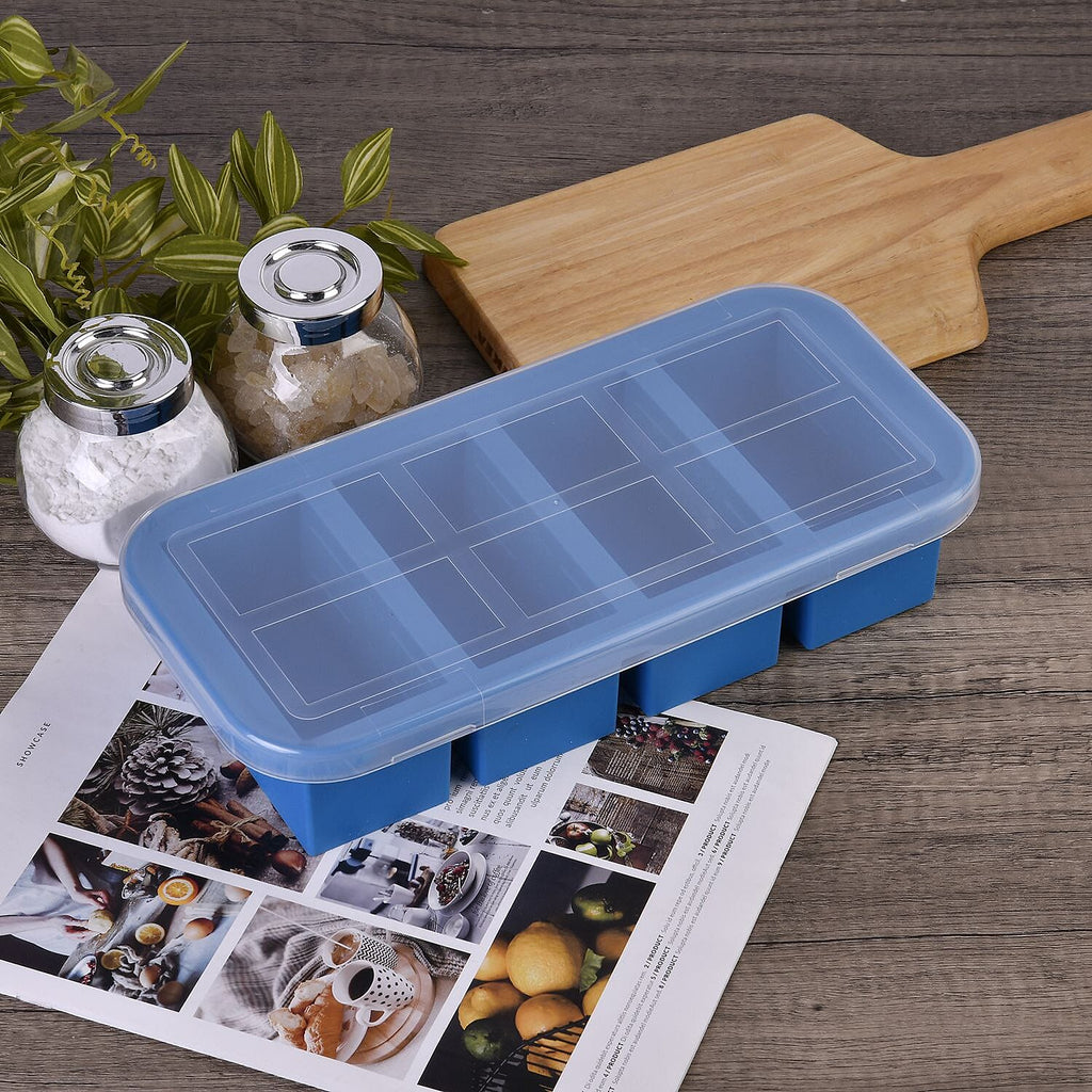 Set of 2 Homesmart 100% Food Grade Silicone Reusable Freezer Tray with Lid (Size 29x14x6 cm) - Blue
