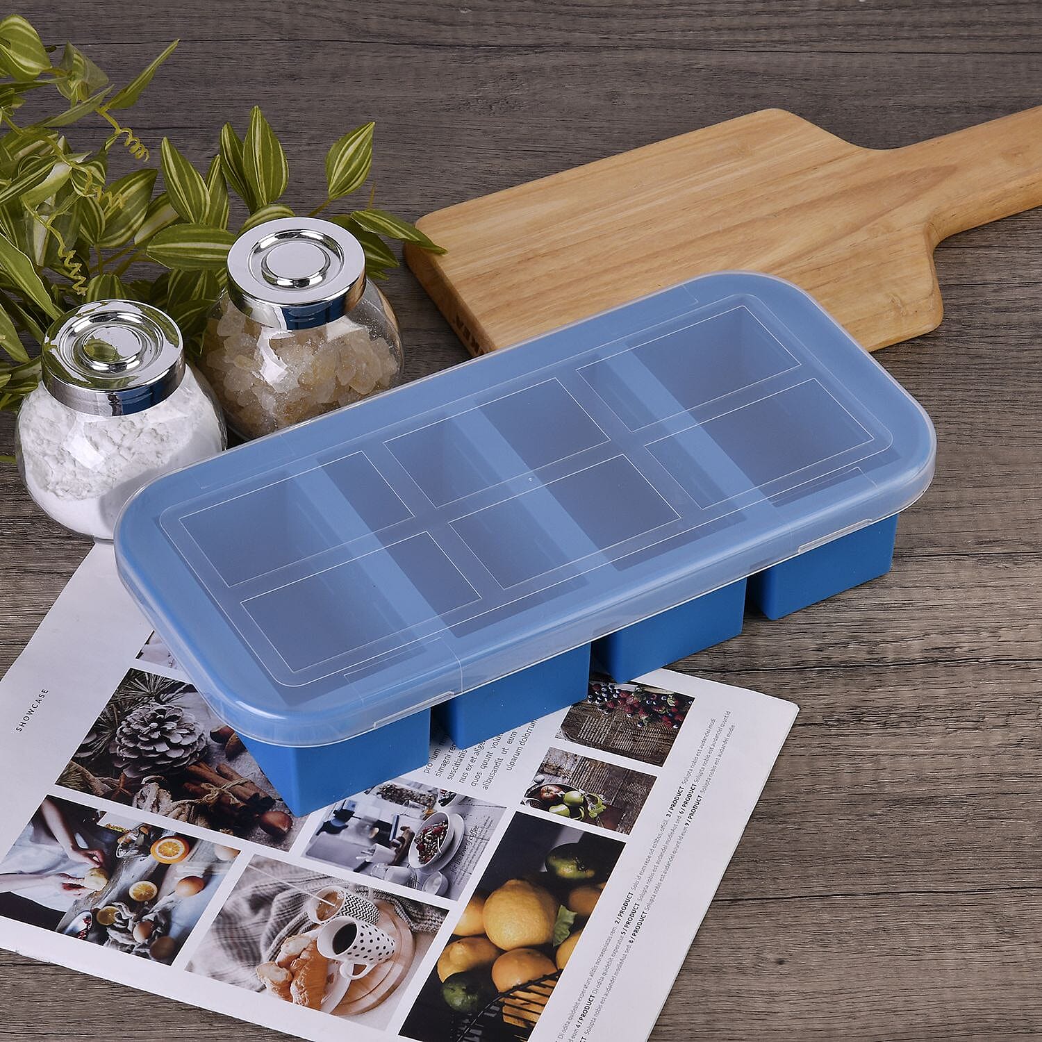 Set of 2 Homesmart 100% Food Grade Silicone Reusable Freezer Tray with Lid (Size 29x14x6 cm) - Blue 7564997 1