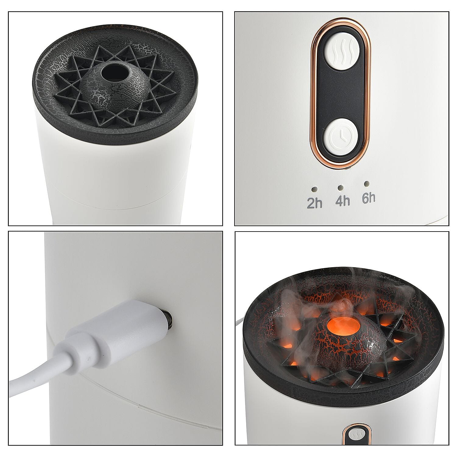 Volcano Air Humidifier With Colour Changing Red Hot &amp; Chilly Blue, Advanced Air Filtration, Delay Timer, Quiet, USB Charger, 450ml. 7426364 3