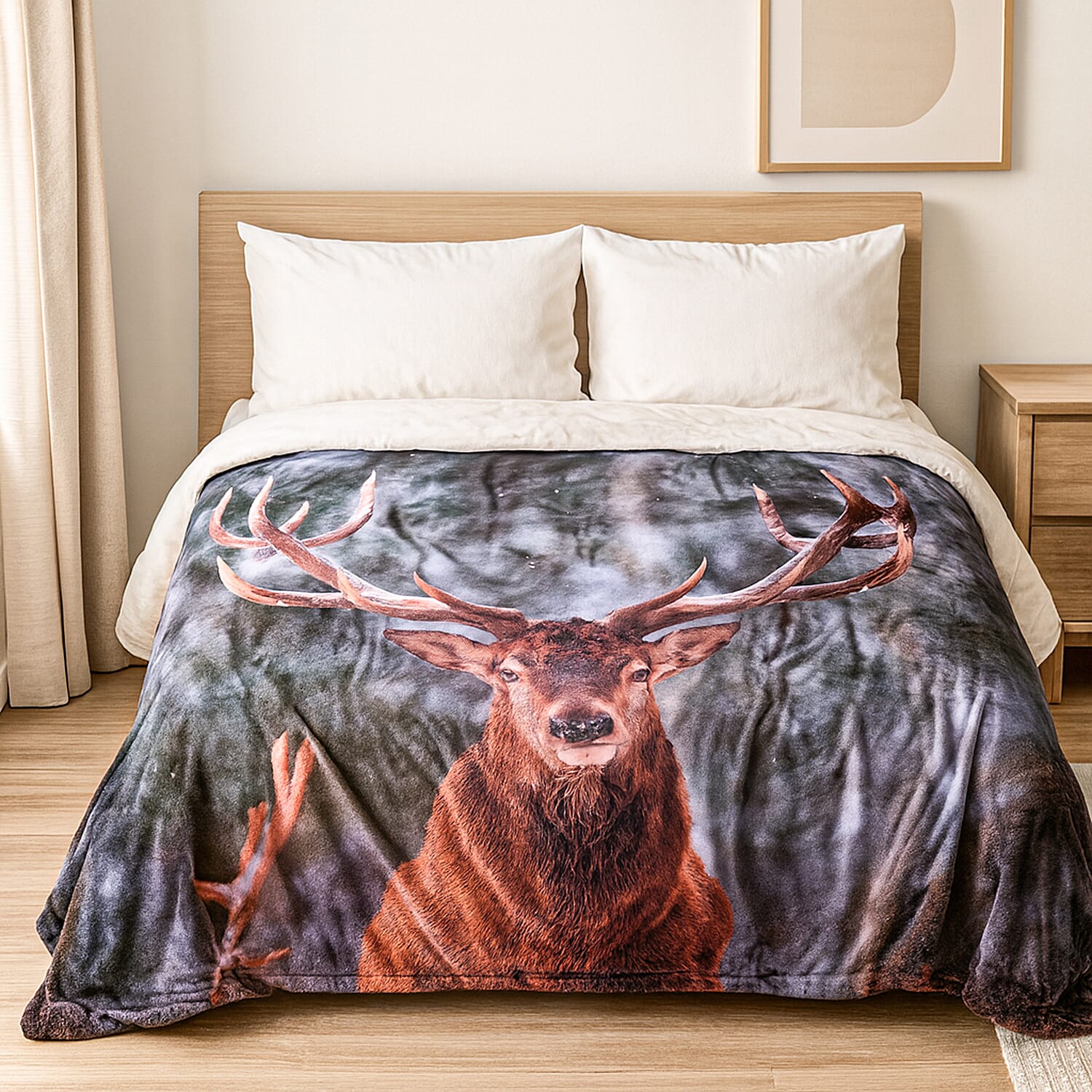 Digital Printed Soft &amp; Warm Reindeer Blanket 8191810 2
