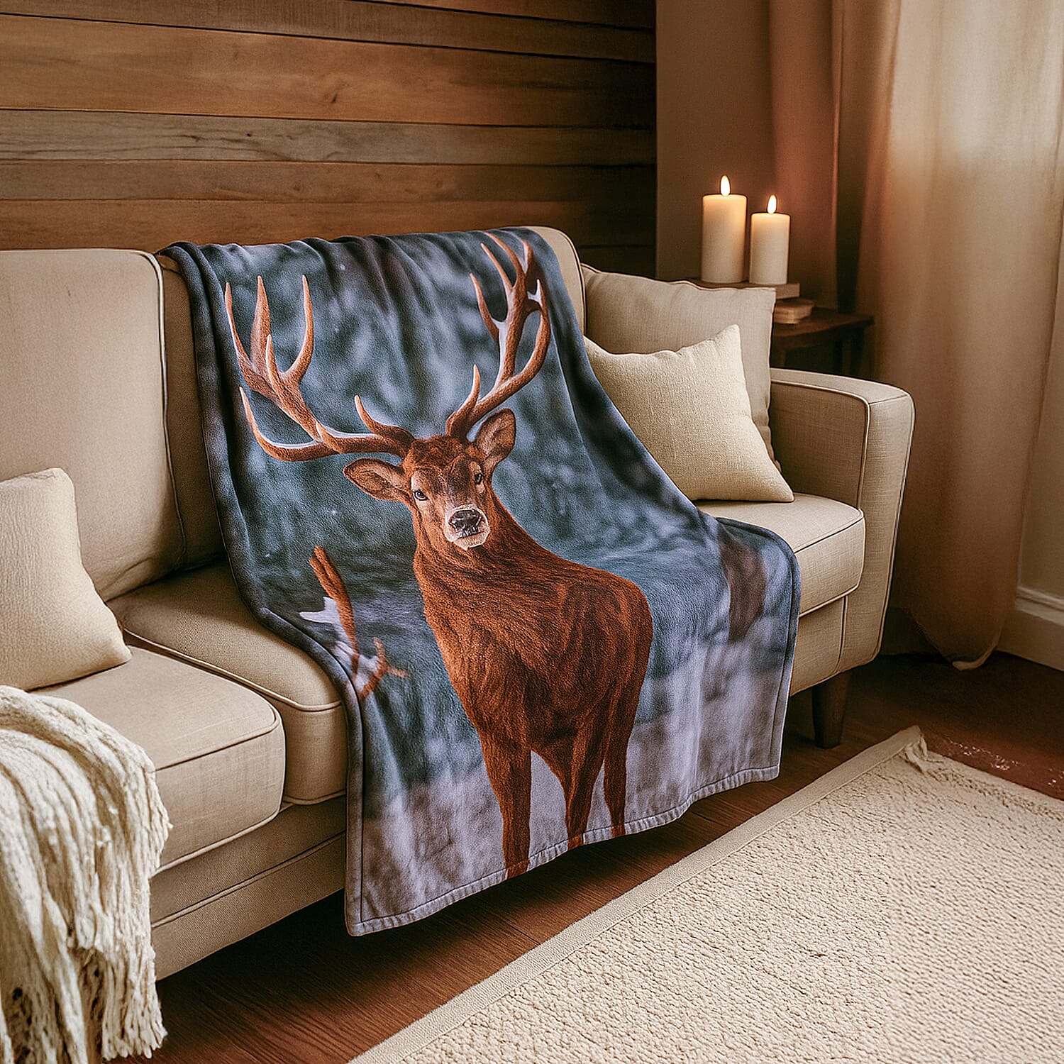 Digital Printed Soft &amp; Warm Reindeer Blanket 8191810 3