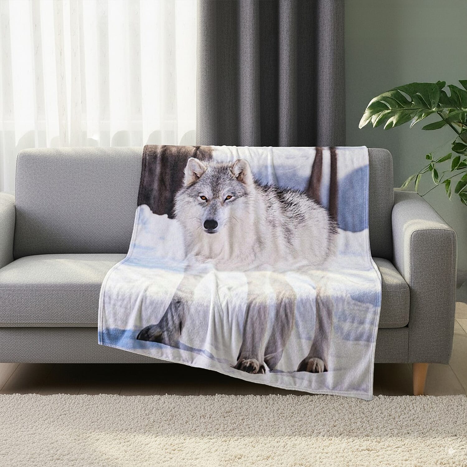 Digital Printed Soft &amp; Warm Wolf Blanket 8191759 0