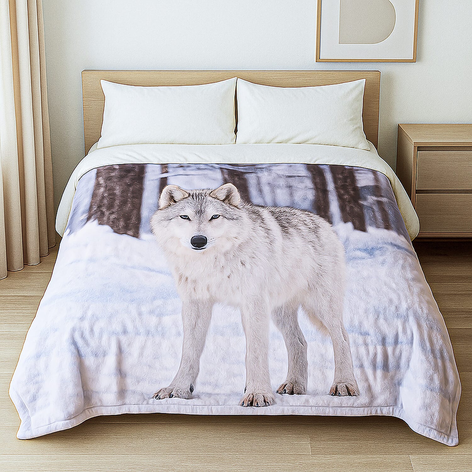 Digital Printed Soft &amp; Warm Wolf Blanket 8191759 2