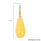 Hand Carved Honey Jade Drop Earrings in Sterling Silver 200.00 Ct.