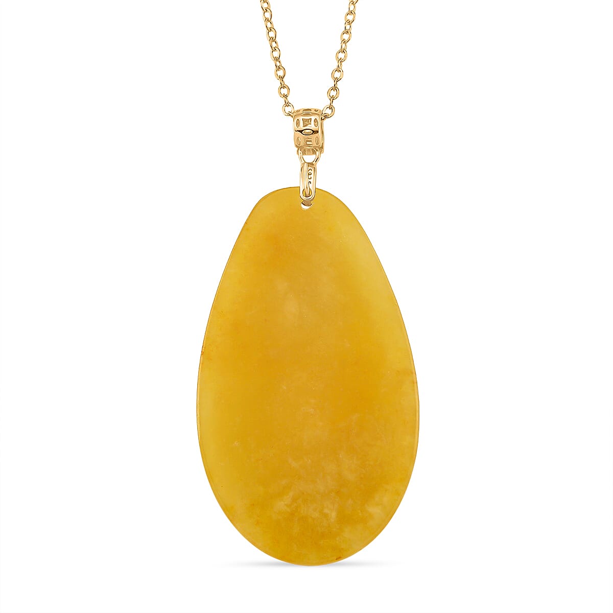 Honey Jade Dragon Embossed Pendant with Chain (Size 20) in Yellow Gold Plated Sterling Silver 80.00 Ct. 4418596 5