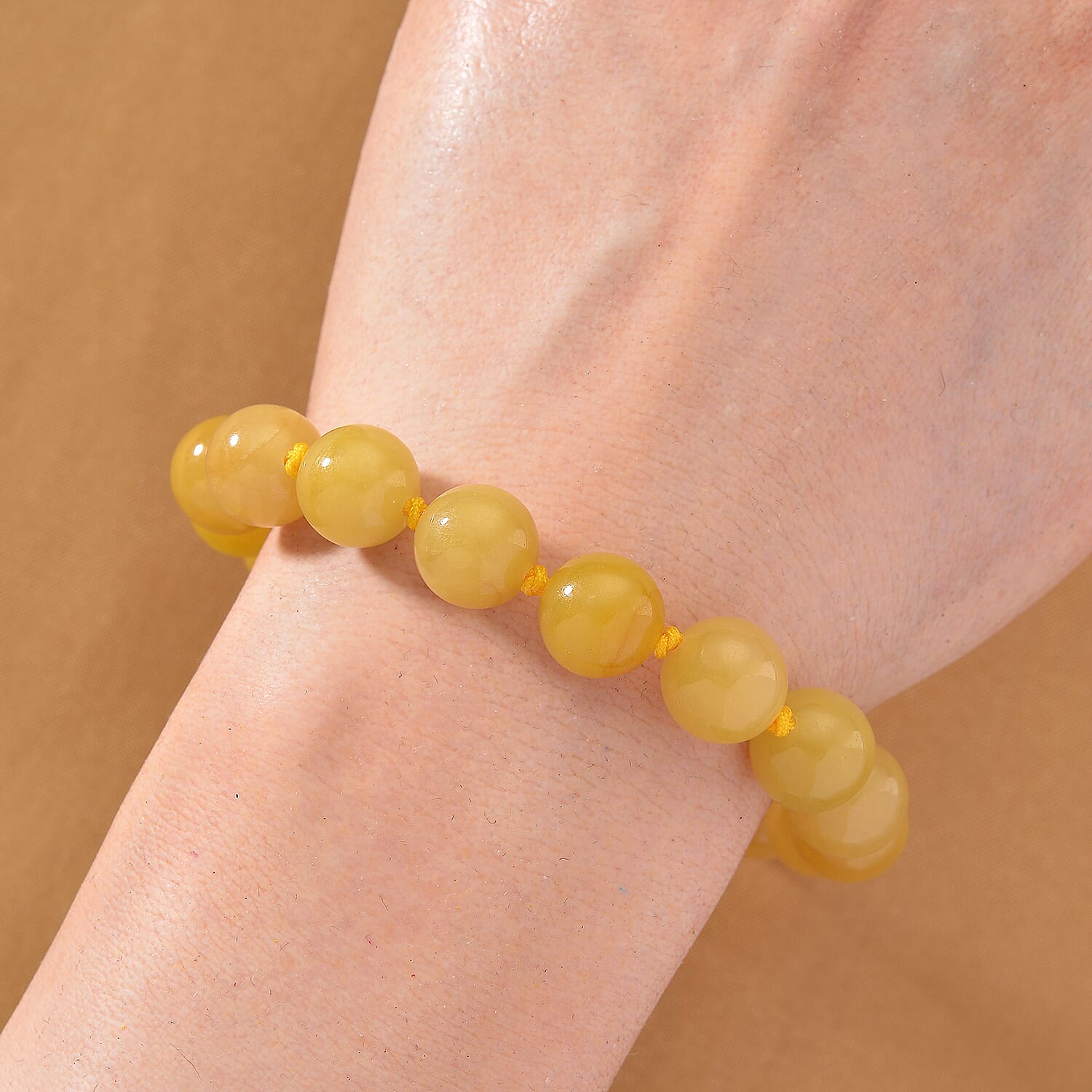 Honey Jade Stone Bracelet (Size 6 - 9.5 Adjustable) 170.00 Ct. 8253875 1