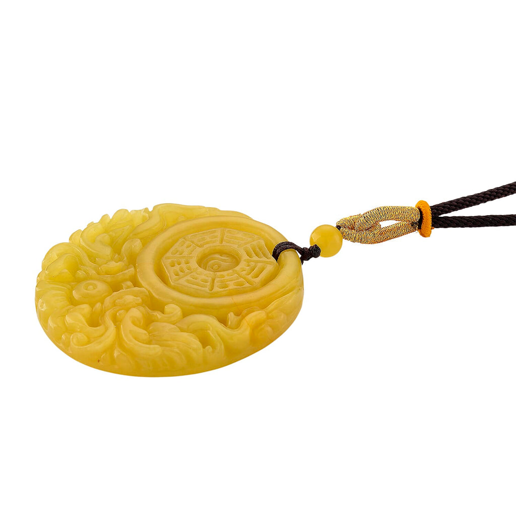 Honey Jade Dragon Embossed Necklace with Cotton Thread (Size 24 Adjustable) 145.00 Ct.