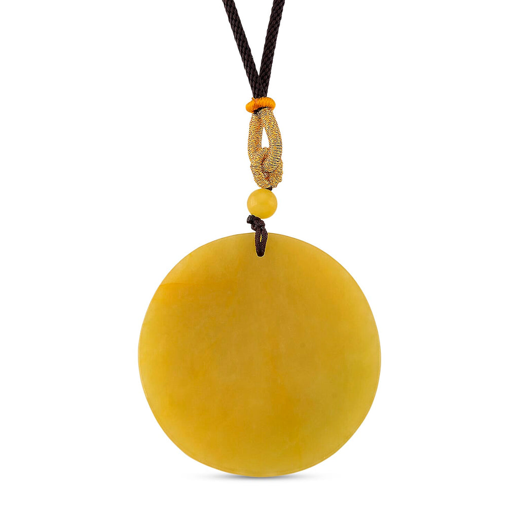 Honey Jade Dragon Embossed Necklace with Cotton Thread (Size 24 Adjustable) 145.00 Ct.